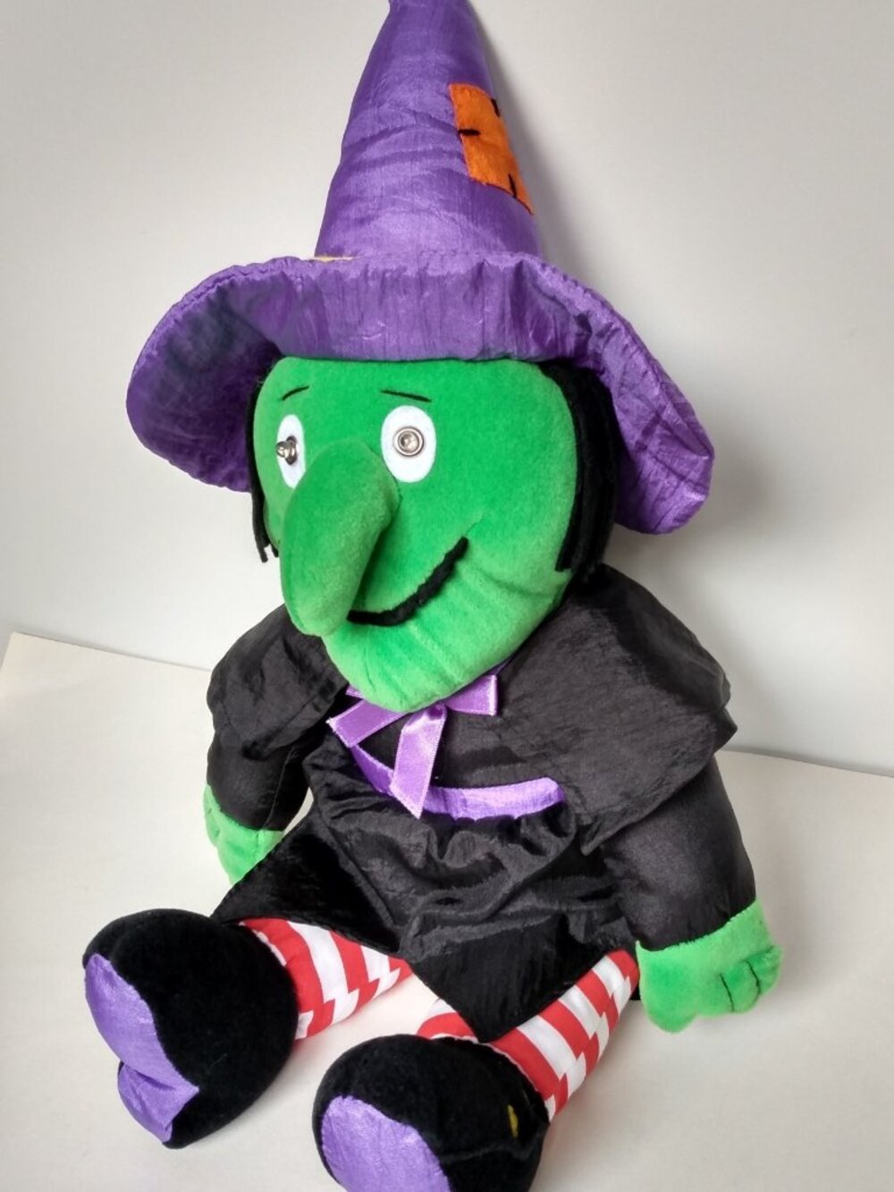 Vtg Gibson Greetings Animated Witch Plush Halloween Laugh Light Up WORKS Cackle